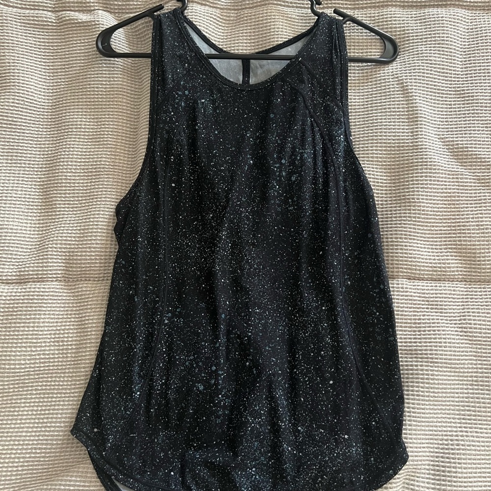 Lululemon Athletica Black/Navy Blue Speckled Tank Top